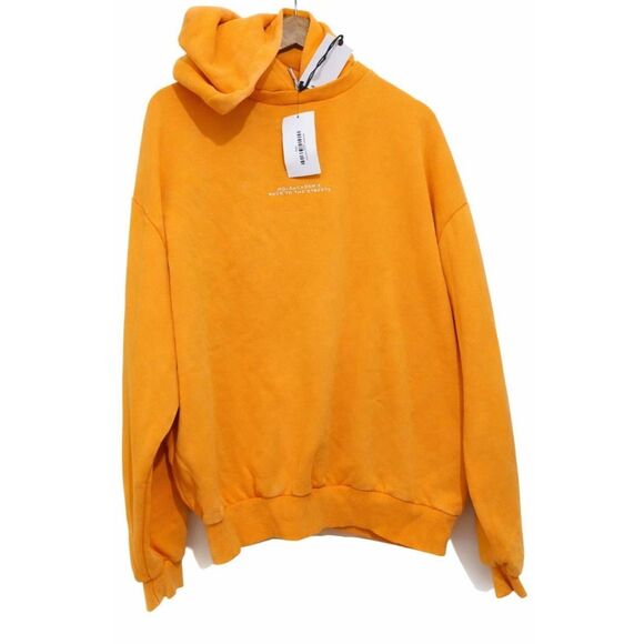 Hole academie mens large dusty yellow sweatshirt street wear hoodie pullover